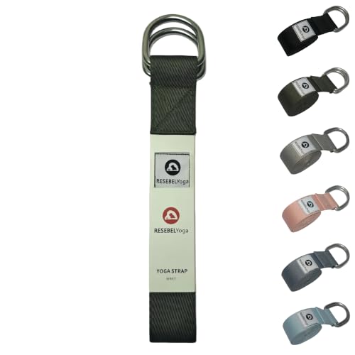 Yoga Strap for Stretching, Non-Elastic Yoga Belt with D-Ring | Thickened cotton strap in 6ft & 8ft sizes for Pilates, gym workouts, physical therapy, flexibility and posture support - color: Army Green, size: 6Feet/1.8M