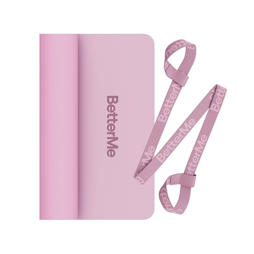 BetterMe Yoga Mat - Non-Slip Exercise Mat for Women - Cushioned Pilates Mat for Home Workouts, Stretching & Hot Yoga - Portable Fitness Mat with Strap - color: Raspberry Pink