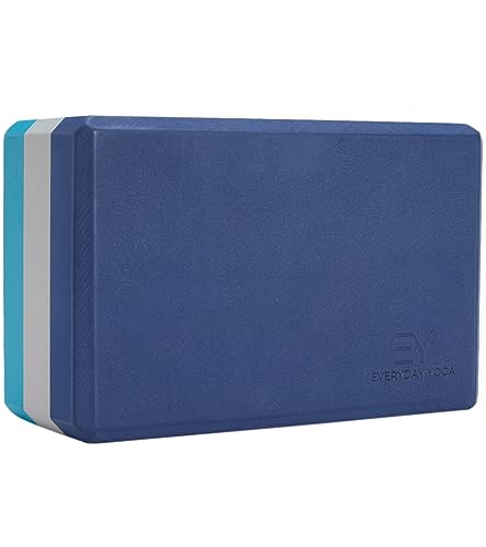 Everyday Yoga Premium Foam Block, 3in/4in/5in Thick, Multi Colors, 1 Block | Non-Slip, EVA Foam, High-density Support, Beveled Edges, Durable & Lightweight, Balance Aid, Stability & Stretching Accessory - color: Blue, size: 4 Inch Thick