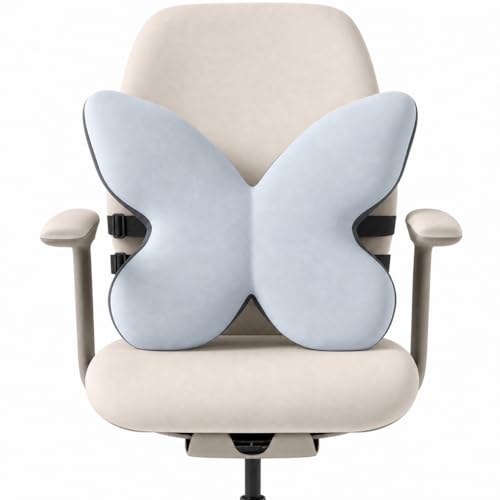 Butterfly Lumbar Support Pillow for Car and Chair, Gray - color: Gray-1