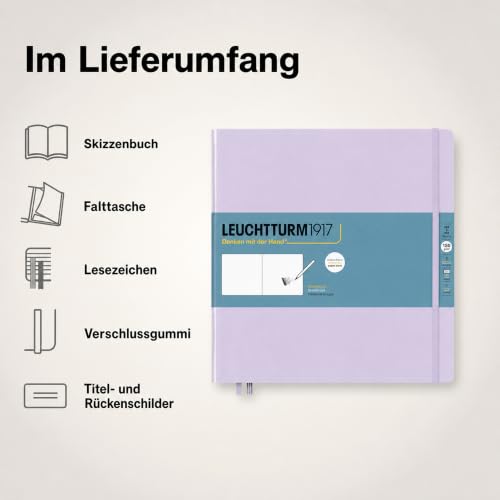 Leuchtturm1917 - Square Hardcover Sketchbook (Lilac) - 112 Pages of 150g/m² Paper - color: Lilac, size: Square