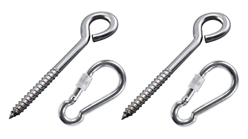 Heavy Duty Hammock Kits & Ceiling Hook Diamond Pad Eye Plates, 304 Stainless Steel & Black Zinc Galvanized Steel Corrosion Resistant, 2, 4 & 8 Packs - color: Eye-Bolt-Hammock-Kit-SILVER