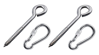 Heavy Duty Hammock Kits & Ceiling Hook Diamond Pad Eye Plates, 304 Stainless Steel & Black Zinc Galvanized Steel Corrosion Resistant, 2, 4 & 8 Packs - color: Eye-Bolt-Hammock-Kit-SILVER