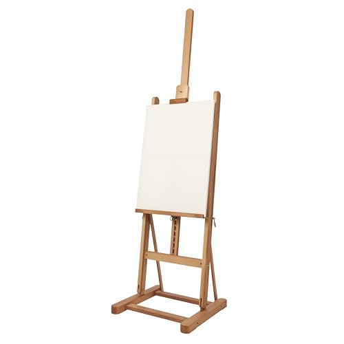 Mabef M10 Studio Easel, Oiled Beech Wood H-Frame Artist Easel with Adjustable Height and Tilt for Oil Acrylic Pastel Painting - style: Adjustable,Sturdy