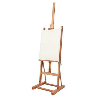 Mabef M10 Studio Easel, Oiled Beech Wood H-Frame Artist Easel with Adjustable Height and Tilt for Oil Acrylic Pastel Painting - style: Adjustable,Sturdy