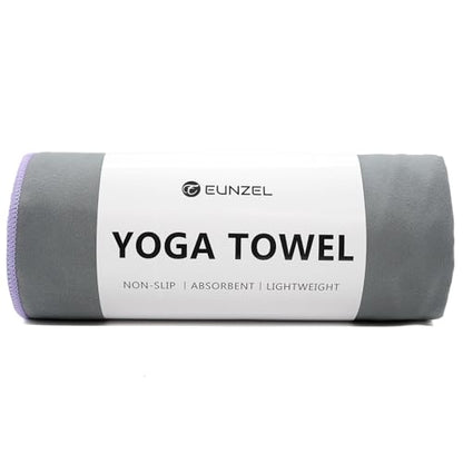 Eunzel Hot Yoga Mat Towel, Ultra-Absorbent Microfiber 72" x 26.5" | Ultra Absorbent Microfiber, Soft Touch Fabric, Quick Dry, Hot Yoga & Pilates, Machine Washable - color: Gray/ Purple