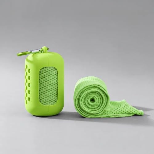 Cooling Towel, Quick Dry Sports Towel with Silicone Case, 11.8 x 35.4 in - color: Green, size: Medium