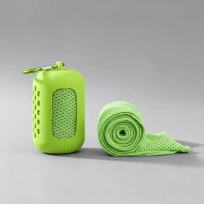 Cooling Towel, Quick Dry Sports Towel with Silicone Case, 11.8 x 35.4 in - color: Green, size: Medium