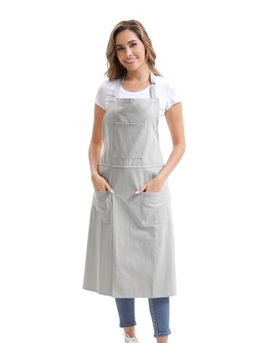 Nanxson Pottery Apron Split Leg with 3 Pockets & Adjustable Buckle | cotton material,Long apron,adjustable waist tie,for Pottery Ceramic Wheel DIY Art Garden - color: Khaki