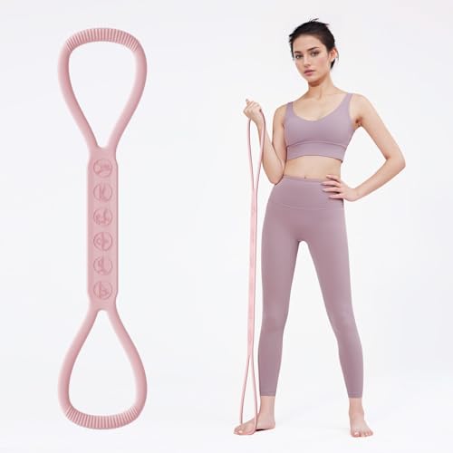 2026 Upgraded Figure 8 Resistance Band for Physical Therapy, Shoulder Back Arm Exercise Bands, 3 Resistance Levels for 15 25 35lb for Kids Adult Elderly - color: 15LB Pink