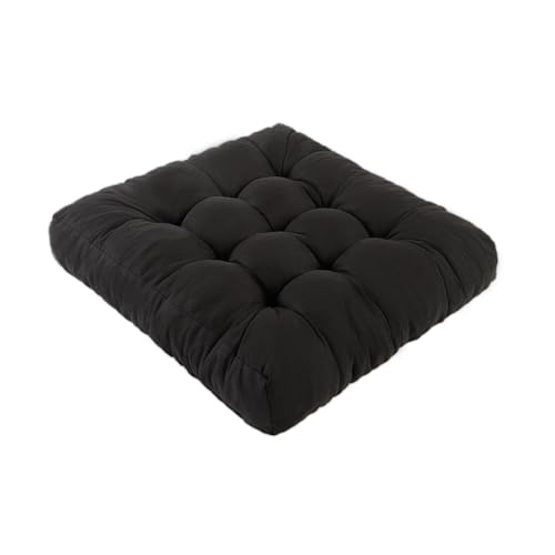 Meditation Floor Cushions, Thickened Floor Pillow for Adults, Large Square Pillows Seat Cushion for Tatami Living Room Yoga, Memory Sponge Block Added, 22x22 Inch, Black - color: Black, size: 1pcs