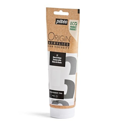 PEBEO Origin Acrylics 120ml Matte Acrylic Paint, Titanium White | The covering white - strong highlights and clean opaque passages; high-viscosity matte acrylic in a 120 ml eco-tube. - color: Titanium White