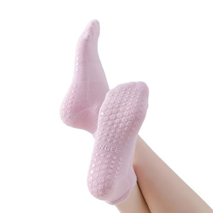 PilatesYogaGripSocksforWomenCushionedGrippyCottonNonSlipAthletic - color: 4 Pairs Purple