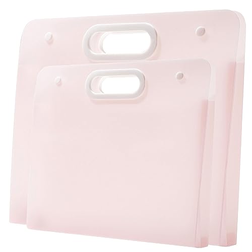 2pcs Plastic Art Portfolio Folder 17.32x13.22inch and 12.99x11inch Arts Storage Case for Diamond Painting, Student Drawing Container, Kids Artworks Keepsakes Storage Case,A3 and Letter Size (Pink) - color: Pink