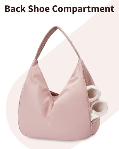 Ceneda Large Gym Bag for Women with Hidden Yoga Mat Holder & Shoe Compartment & Wet Pocket, Sports Duffle Bag for Travel - color: Pink
