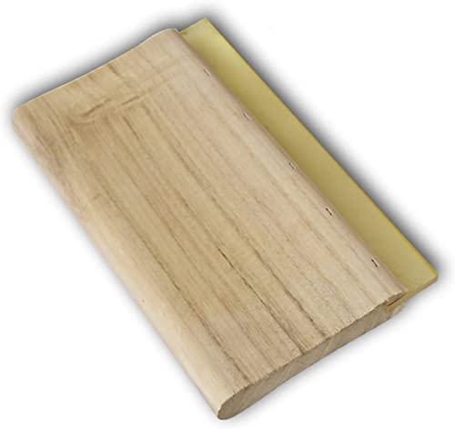 INTBUYING Screen Printing Squeegee Ink Squeegee Wooden Water Scraper 65 Durometer 6.3inches Long 4 inches Wide with Rubber Blade and Wooden Handle - size: 6.3 inches long
