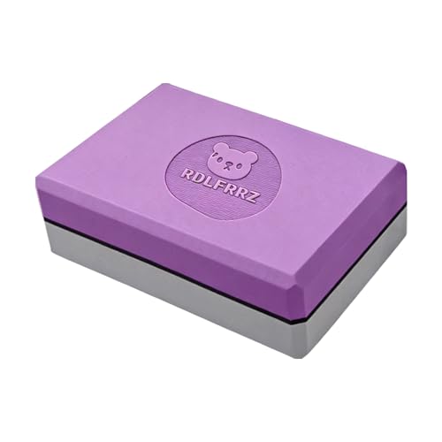 Premium Yoga Blocks - Non-Latex EVA Foam with Non-Slip Grip & Beveled Edges - Multiple Colors Available - Ideal for Yoga, Pilates, Meditation - Boost Stability, Balance and Deep Stretching - color: Purple-Grey