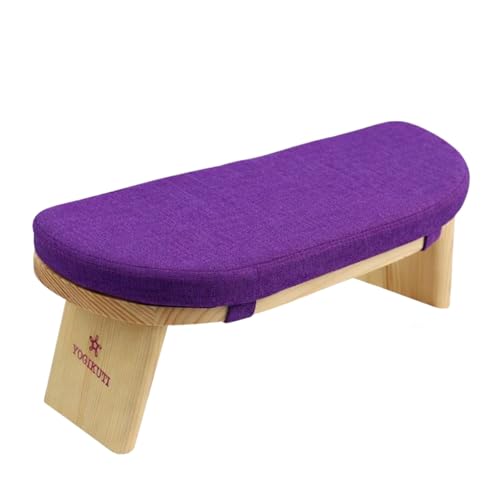 Yogikuti Folding Meditation Bench, Purple | Removable Cushion, Wooden Seiza Kneeling Stool, Ergonomic Meditation Seat, for Home & Yoga Studio, Comfortable Posture (Purple) - color: Purple
