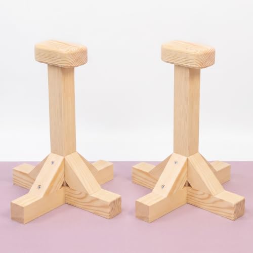 SAMTROY Handstand Canes for Balance Training | Moisture-Absorbent Grip, Non-Slip Wide Base, Ergonomic Handles, Portable For Yoga, Gym & Home Handstand Training - color: Wood-3