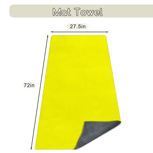 Yoga Mat Towel, Extra Thick (600GSM) Soft Hot Yoga Towel, Non-Slip and Sweat Absorbent for Hot Yoga, Bikram, Pilates, and Fitness, 72" x 27.5", Dual-Color, Grey/Yellow - color: Yellow