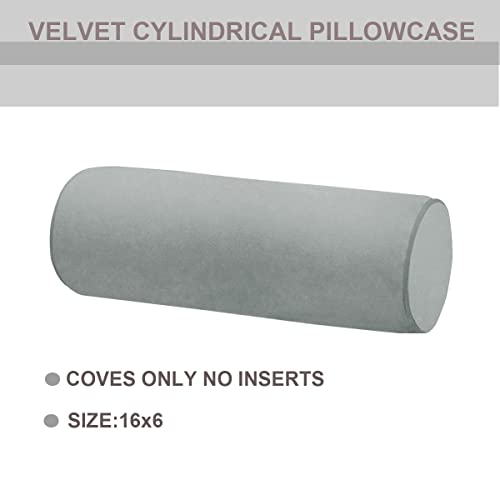 Neck Roll Pillowcases Velvet Cylindrical Pillow Covers 16"x6" with Hidden Zipper for House Home Decor Neck Roll Pillow Cervical Neck Roll Memory Pillow Cylinder Round Cushion (Gray, 16x6) - color: Gray