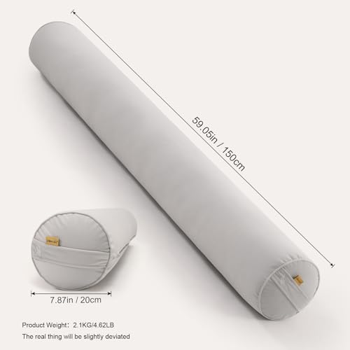Body Pillow for Adults,Long Round Pillow,Big Cylindrical Pillow,Large Full Bolster Pillows for Side Sleepers (Silver Gray, 59"*7.87") - color: Silver Gray, size: 59"*7.87"