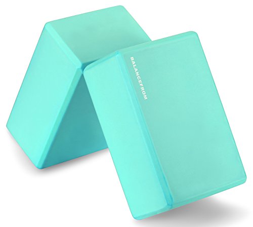 Fitvids Set of 2 High Density Yoga Blocks, 9"x6"x4" Each - color: Green