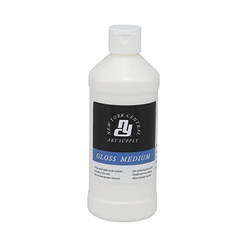 New York Central Acrylic Mediums - Non-Cracking Professional Grade Paint Medium for Heavy Body Paint, Collage, Mixed Media, Photo Transfers & More! - [Gloss - 16 oz] - color: Gloss, size: 16 Ounce (Pack of 1)