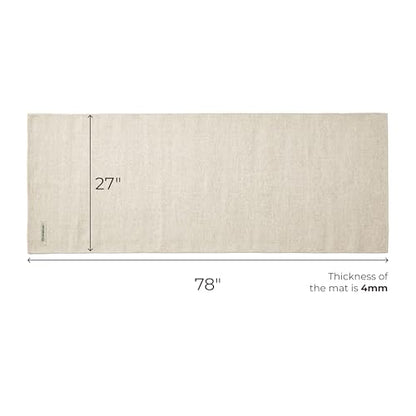 Live Well 360 Handmade Organic Cotton Yoga Mat - Non-Toxic, Chemical-free and All Natural Cloth Yoga Mat - Exercise, Workout, & Fitness Rug - Woven Material - Absorbent & Washable - 78" x 27" - color: Natural Cotton