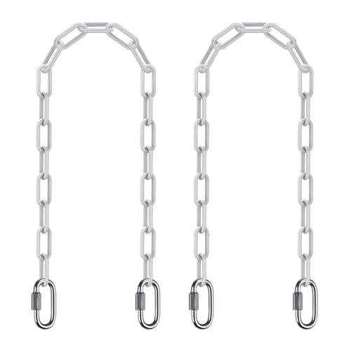 SELEWARE 2Pcs 40" Hanging Swing Chain White Plastic Coated Hanging Chains | 1000LB Capacity Porch Swing Chain with 4 Carabiners, Hammock Hardware Kit for Hanging Chair, Punching Bag, Indoor Outdoor Gym - color: White, size: 40" (2 Pcs)