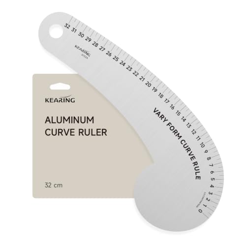 32CM French Curve for Pattern Making, Vary Form Curve Ruler | Aviation Aluminum Dual-sided Scales Hip Curve Ruler for Measuring Sewing, Fashion Design,Quilting - style: 6132A(32CM)