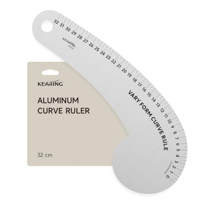 32CM French Curve for Pattern Making, Vary Form Curve Ruler | Aviation Aluminum Dual-sided Scales Hip Curve Ruler for Measuring Sewing, Fashion Design,Quilting - style: 6132A(32CM)