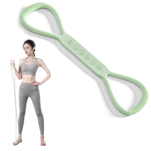 PROIRON Figure 8 Resistance Bands with Handles Exercise Band Stretch Bands for Yoga arm Chest and Shoulder Stretch 8 Shaped Resistance Band for Women - color: heavy-Green, size: Standard