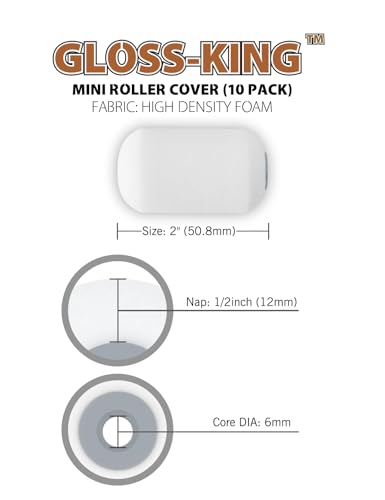 ROLLINGDOG 2 Inch Small Foam Paint Roller Covers | High Density Foam Paint Roller Sleeves,Cutting in and Detail Painting (Pack of 10) - color: 10pc 2" Roller Cover