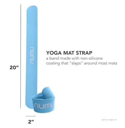 Numu Yoga Mat Strap Slap Band - Easy Snap On to Keep Exercise Mat Tightly Rolled and Secured for Yoga Mat Storage and Travel - color: Blue