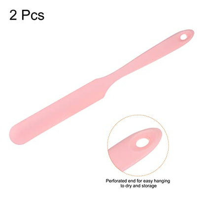HARFINGTON 2Pcs Silicone Spatula Scraper 9.45" Reusable Non-Stick Flexible Spatulas for Epoxy Resin Liquid Paint Arts DIY Crafts, Pink - color: Pink