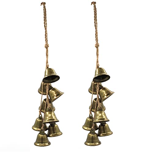 2 Pieces Witch Bells Protection for Door Knob Hanger Wind Chimes Witchy Things Clear Negative Energy Witchcraft Supplies for Boho Home Room Decor (Brown, 2) - color: Brown