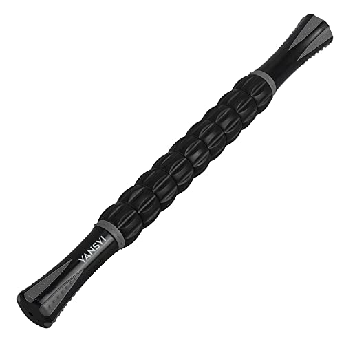 YANSYI Professional 9-Roller Deep Tissue Massage Stick - Portable Muscle Recovery Roller for Athletes, Relieves Post-Workout Soreness & Leg/Back Pain - Portable Physio Tool (Gray) - color: Gray