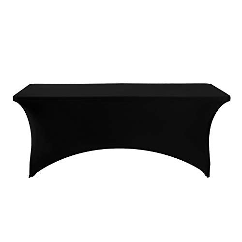 Spandex Table Cover for 6Ft or 4fT or 8ft Table Universal Fitted Stretch Tablecloth for Party, Banquet, Wedding and Events-Black - color: Black, size: 72" x 30" (Rectangular)