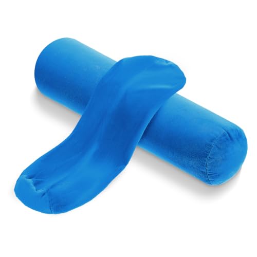 Xindojuz 2 PCS 16 x 6 Inch Support Neck Roll Pillow Cover (Blue) | Round Soft Bolster Pillow Covers with Hidden Zipper, Neck Roll Cylinder Pillowcases for Cylindrical Cushion, Pillow-Case Only - color: Blue