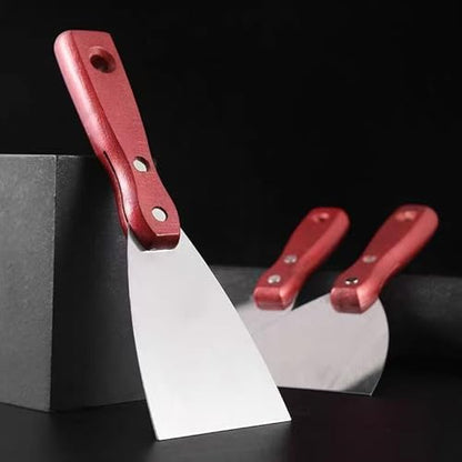 5Pcs 4" Putty Knife Scrapers Stainless steel spatula Tool set，with a comfortable wooden handle，for Scrapering,Drywall Repairs and Spreading，Taping Drywall Wall Painting (4" - 5Pcs) - color: 4" - 5pcs