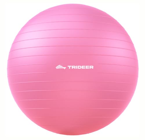 Trideer Yoga Ball for Exercise, Pilates, Core & Balance Training, Stability Ball for Pregnancy & Birthing Prep, Physical Therapy, Daily Stretching, Office Chair for Active Sitting, Quick Pump Included - color: Pink, size: L(23-26ines/58-65cm)