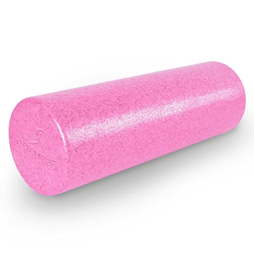 ProsourceFit High Density Foam Rollers 18 - inches long, Firm Full Body Athletic Massager for Back Stretching, Yoga, Pilates, Post Workout Trigger Point Release, Pink - color: Pink, size: 18"H x 6"D