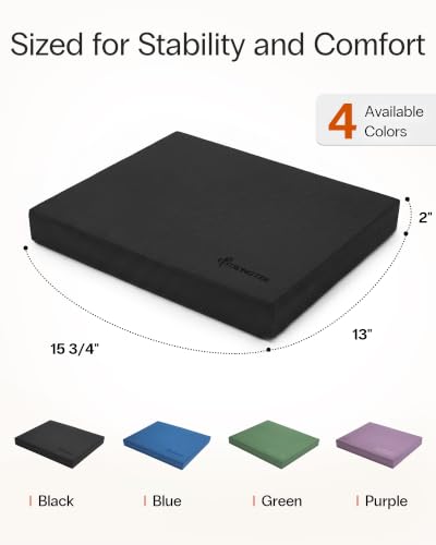 StrongTek Foam Balance Pad, High-Density TPE, 15.8 x 13 x 2 in, Non-Slip - color: Black
