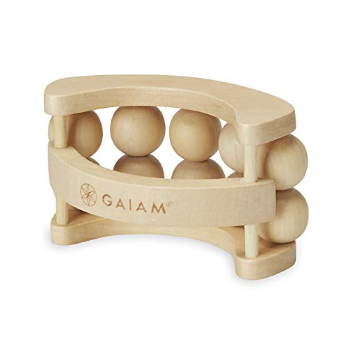 Gaiam Relax Massage Ball Roller, Handheld Wooden Tool