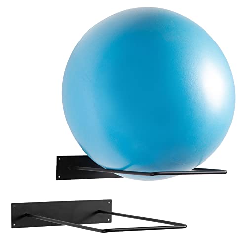 MyGift Yoga Ball Storage Wall Mount, Black Metal Pipe Racks for Exercise Ball Holder, Ball Storage for Home Gym or Studio - color: Matte Black, size: Medium