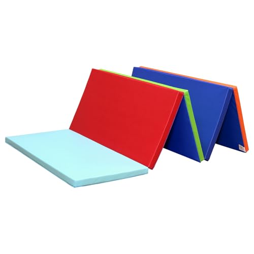 KaRaDaStyle Gymnastics Mat Folding Stretch Mats 75"x31"x1.2" Exercise Muscle Training Children Play Horizontal Bar Mat Yoga Sports Soundproof Home Use - color: Colorfull/5-fold