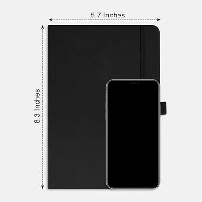 RETTACY Dotted Journal Notebook, 192 Pages, A5 Medium Size (5.7'' x 8.3'') | Leather Hardcover, 100 GSM Thick Paper, for Journaling, Planning, Tracking (Black) - color: Black, style: Dotted