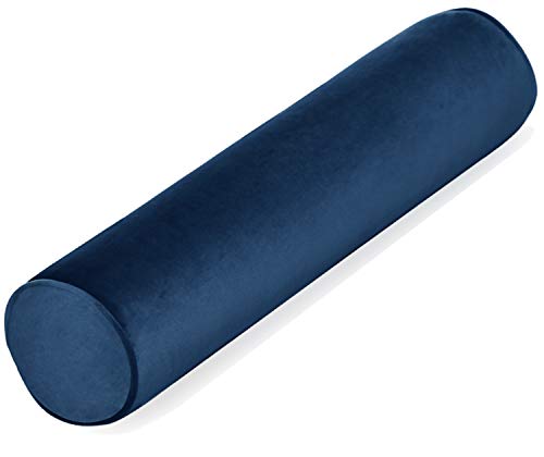 Tinbolunce Memory Foam Round Neck Pillow for Sleeping, Neck Pain Relief, Side Back Stomach Sleeper, Car or Office Chair Sofa,Cervical Bolster Length 24" x 6" Diameter (Navy Blue) - color: Navy Blue, size: 24X6