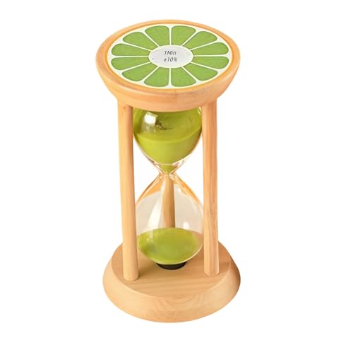 Mini Wooden Sand Timers,100% Bamboo Hourglass Watch 1 Min Fruit Sandglass Timer for Toothbrush Timer Games Classroom Home Office Cooking(Lemon+Green+1Min) - color: Lemon+green, size: 1Min